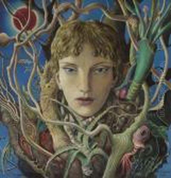 Jungling Im Geflecht Oil Painting by Rudolf Schlichter