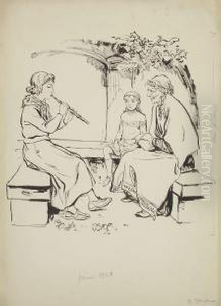 Konzert Fur Die Grosmutter Oil Painting by Rudolf Schlichter