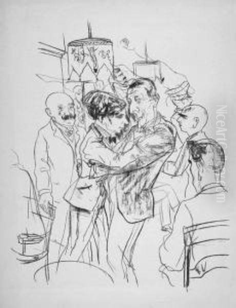 Kneipenszene Oil Painting by Rudolf Schlichter