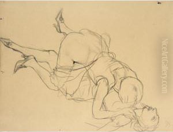 Raufende Frauen (fighting Women) Oil Painting by Rudolf Schlichter