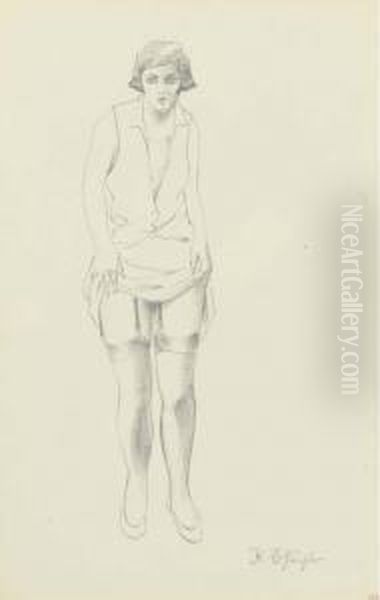 Stehende Frau Oil Painting by Rudolf Schlichter