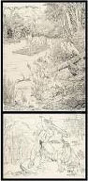 I) Siegfrieds Rheinfahrt (siegfried's Journey On The Rhine) Oil Painting by Rudolf Schlichter