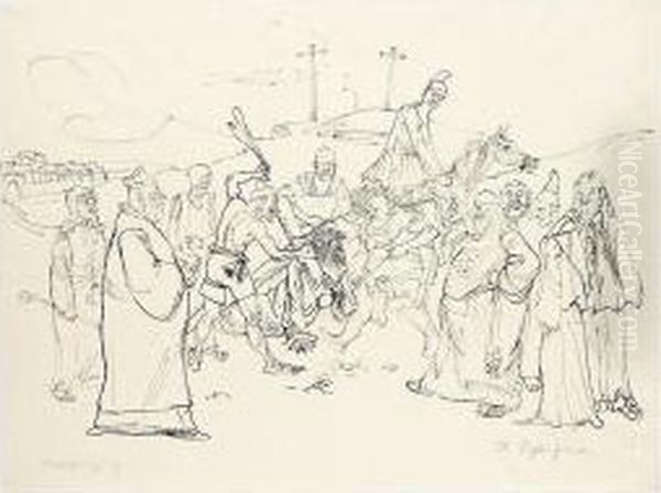 Kreuztragung (christ Carrying The Cross) Oil Painting by Rudolf Schlichter