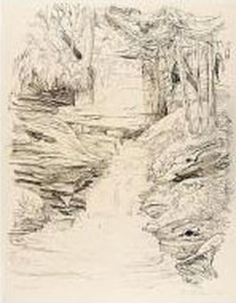 I) Sandsteinszene (sandstone Scene) Oil Painting by Rudolf Schlichter