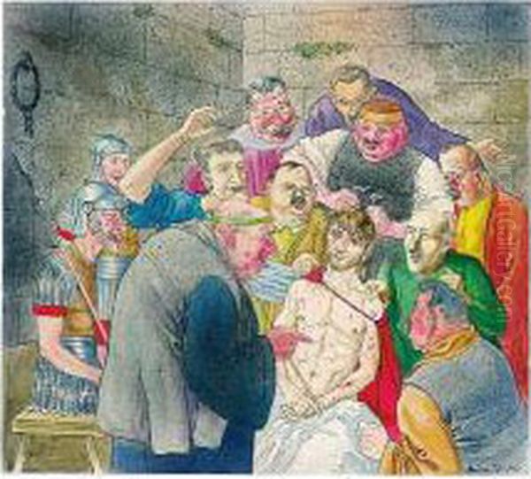 Verspottung Christi (the Mocking Of Christ) Oil Painting by Rudolf Schlichter