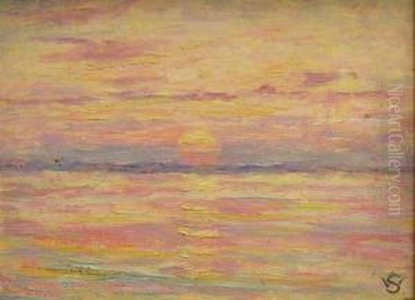 Coucher De Soleil Rouge Oil Painting by Willy Schlobach