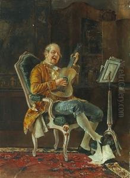 The Musician Oil Painting by Leopold Schmutzler