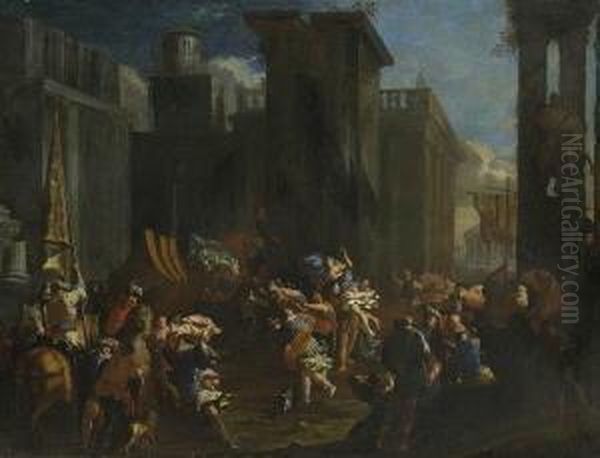 Der Raub Der
 Sabinerinnen. Oil Painting by Johann Heinrich Schonfeld