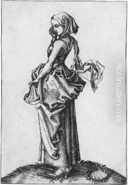 The Fifth Foolish Virgin (l., Holl. 85) Oil Painting by Martin Schongauer