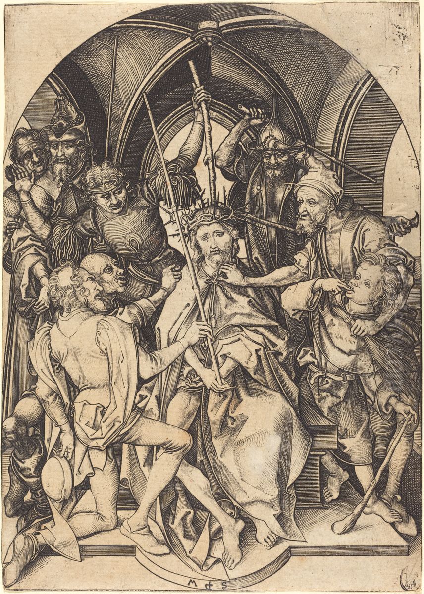 Christ Crowned With Thorns Oil Painting by Martin Schongauer