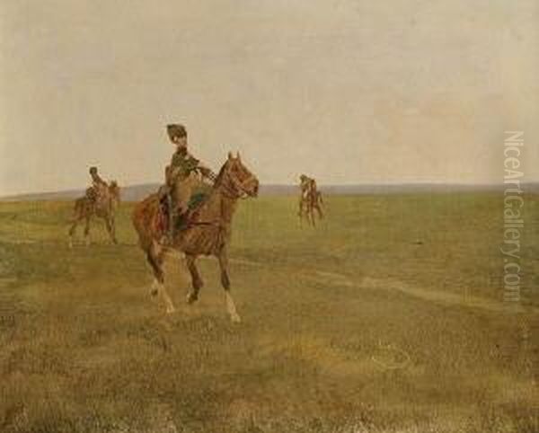 Reitende Kosaken. Oil Painting by Wilhelm Schreuer