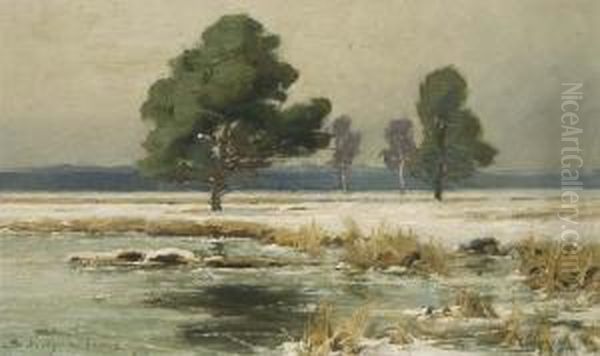 Tauwetter Oil Painting by Franz Schreyer