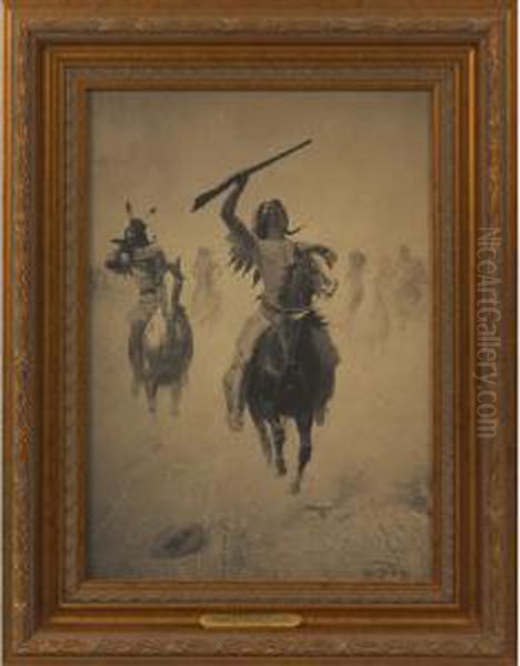 A Hot Trail Oil Painting by Charles Schreyvogel