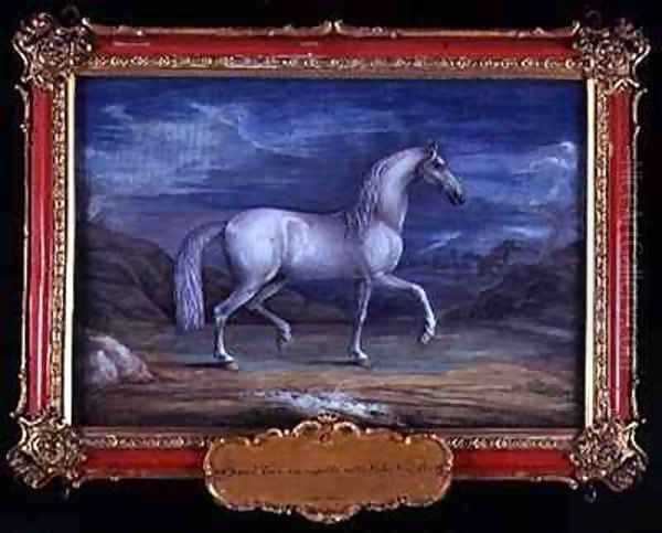 No 6 A Turkish grey horse of the Spanish Riding School Oil Painting by Baron Reis d' Eisenberg