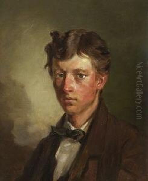 Bildnis Eines Jungen
 Mannes. Oil Painting by Carl Schuch