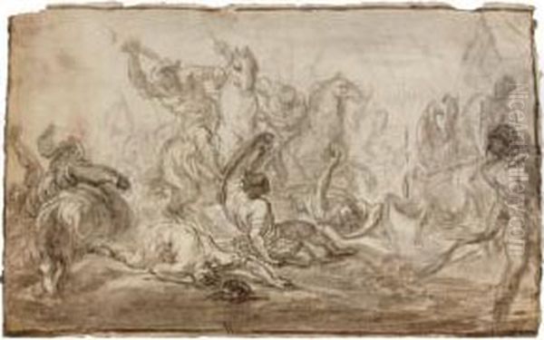 Scene De Bataille Oil Painting by Cornelis I Schut