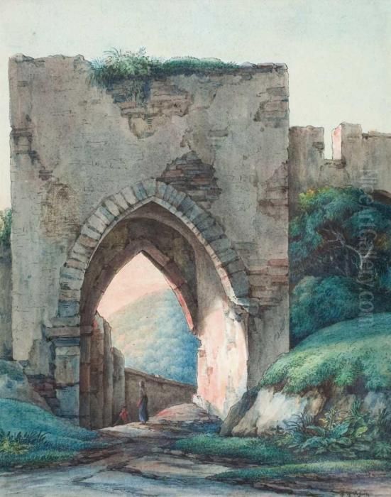 Das Tor Der Burg Falkenstein Oil Painting by Christian Georg Ii Schuz