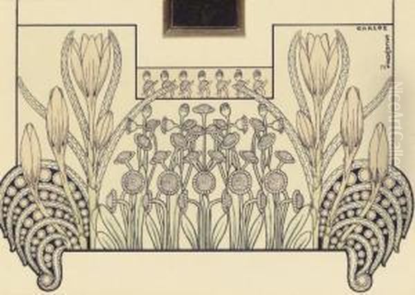 Symbolic Ornament, Illustration For Oil Painting by Carlos Schwabe