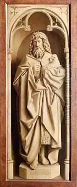 St John the Baptist from the exterior of the left wing of The Ghent Altarpiece Oil Painting by Hubert & Jan van Eyck