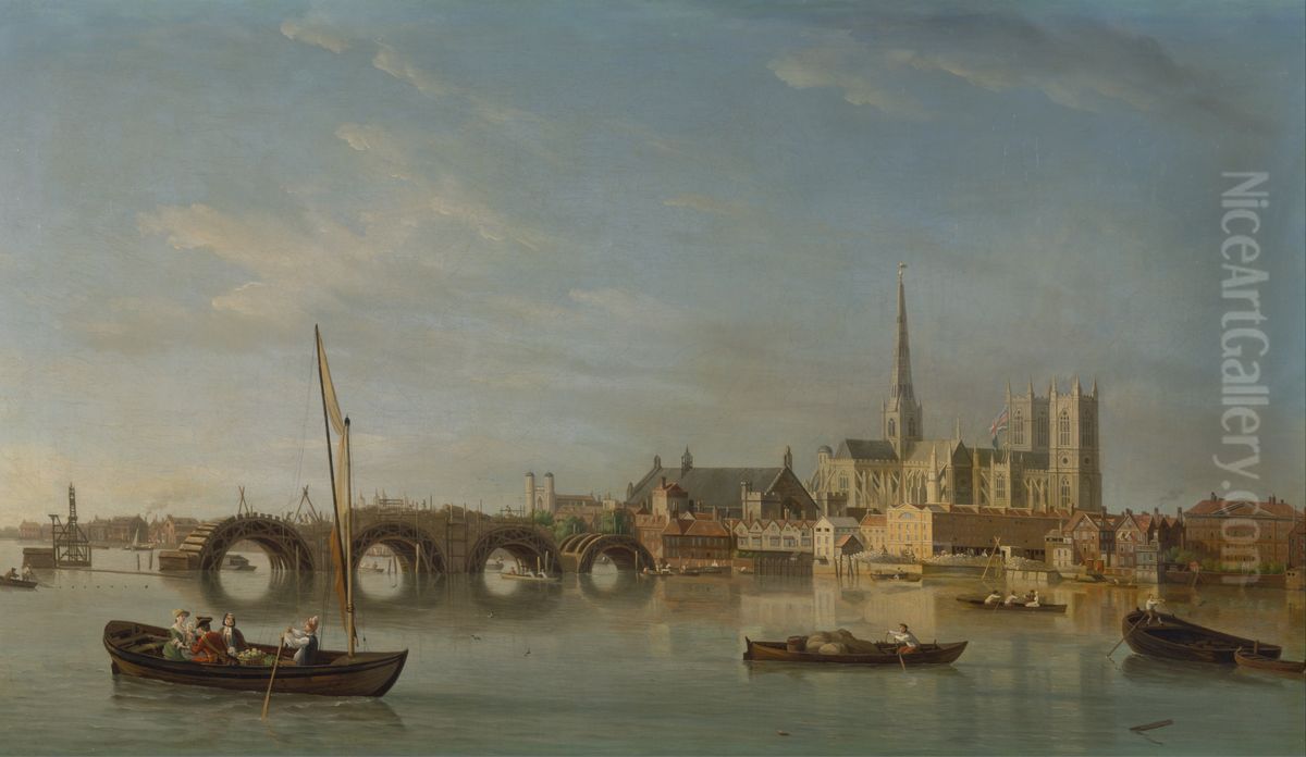The Building Of Westminster Bridge Oil Painting by Samuel Scott