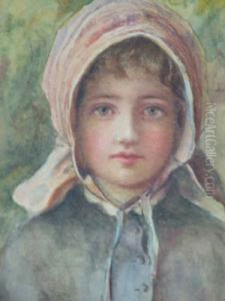 Rsa, -- 'the Pink Bonnet'; 
Watercolour, Signed With Monogram And Dated Indistinctly, 23x16cm Oil Painting by Tom Scott