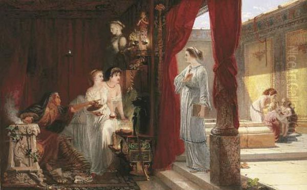 A Messenger Of The New Faith: 
Rome Ad 150 - 'what Communion Has Light With Darkness....?' Oil Painting by William Bell Scott