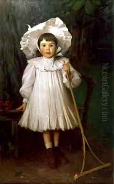 Girl in white bonnet Oil Painting by Samuel G. Enderby