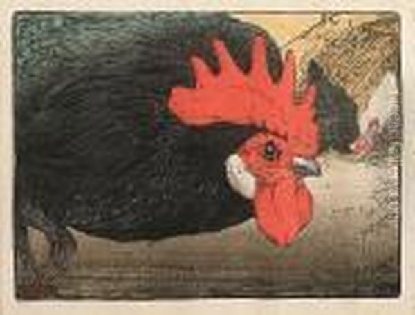 Cockerel Oil Painting by Allen William Seaby