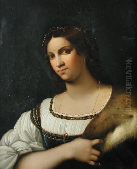 Portrait Of A Lady With A Fur 
Stole - La Fornarina Oilon Canvas 64 X 52cm Provenance: Private 
Collection Oil Painting by Sebastiano Del Piombo