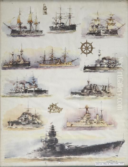 Affiche Decrivant Les Differents Cuirasses Oil Painting by Albert Sebille