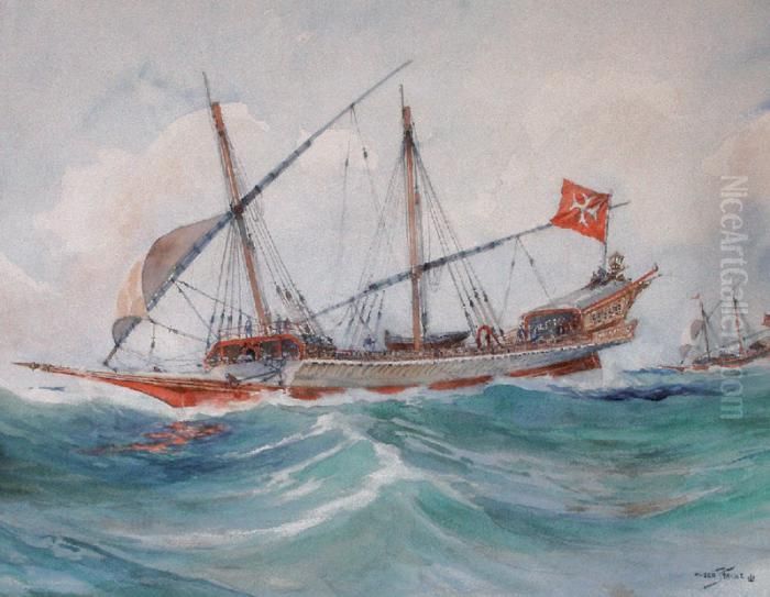  Galere Maltaise  Oil Painting by Albert Sebille