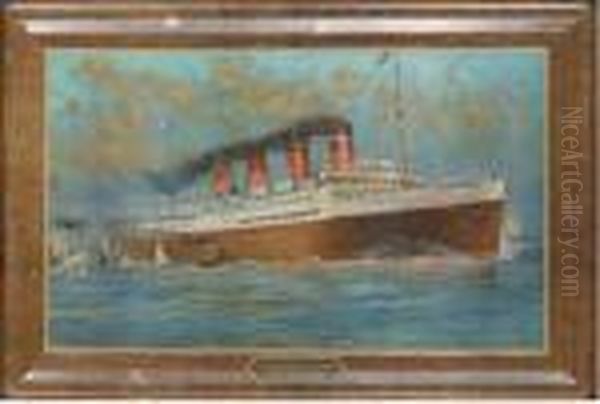 S.s. France (1912) Oil Painting by Albert Sebille