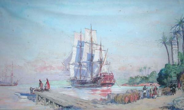 Vaisseaux Aux Colonies. Oil Painting by Albert Sebille