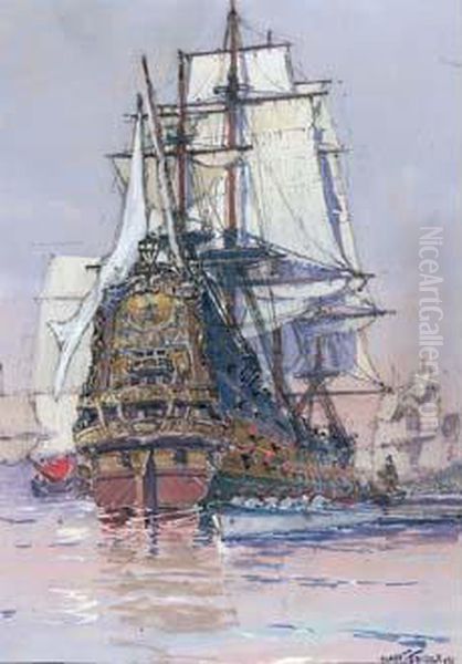 Peintre Officiel De La Marine En 1907 Oil Painting by Albert Sebille
