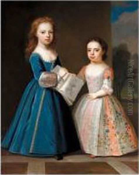 Double Portrait Of Thomas Plumer
 Byde (1722-1789), Of Ware Park, Hertfordshireand His Brother, John Byde Oil Painting by Enoch Seeman