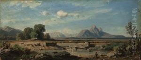Sudliche
 Gebirgslandschaft. Oil Painting by August Seidel