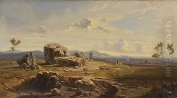 Felsgestein Auf Einer
 Anhohe. Oil Painting by August Seidel