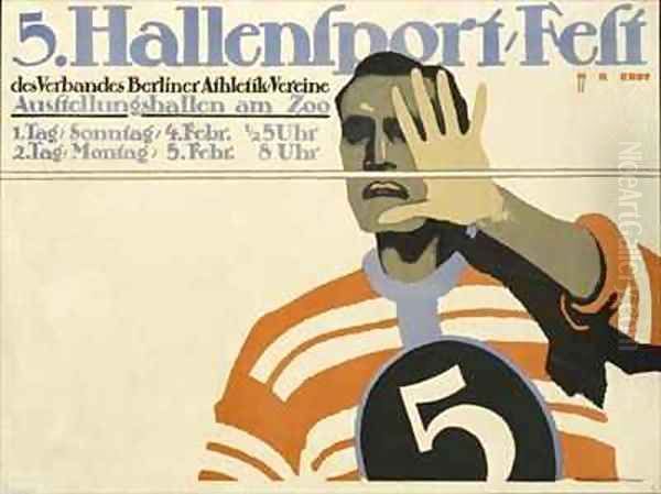 German advertisement for a sport event in Berlin Oil Painting by Hans Rudi Erdt