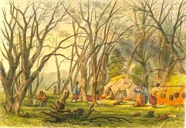 Indian Sugar Camp Oil Painting by Eastman, Captain Seth