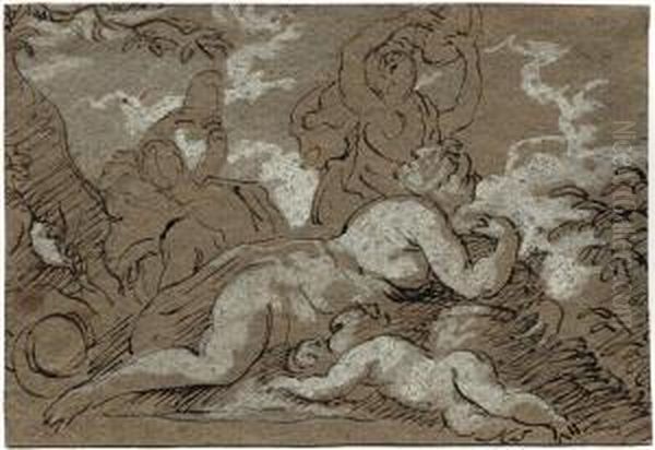 Landschaft Mit Ruhender Nymphe Oil Painting by Daniel Seiter