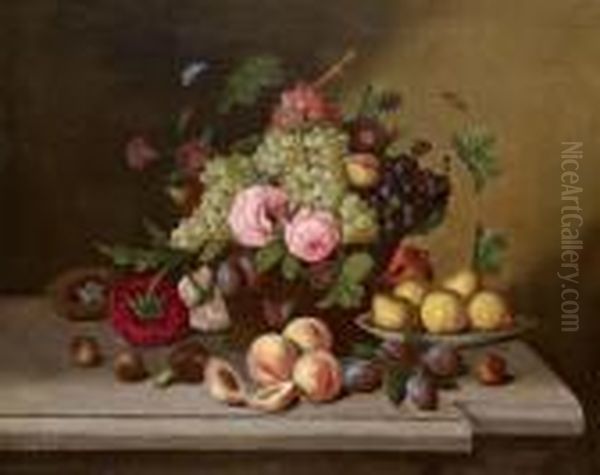 Fruit Still Life Oil Painting by Georg (Johann G.) Seitz