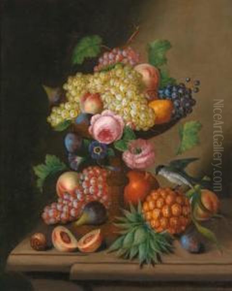 Still Life Of Fruit With Pineapple Oil Painting by Georg (Johann G.) Seitz