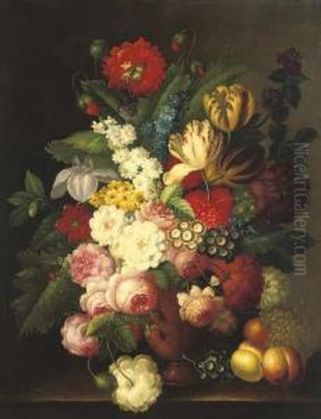 A Beautiful Bouquet Oil Painting by Georg (Johann G.) Seitz