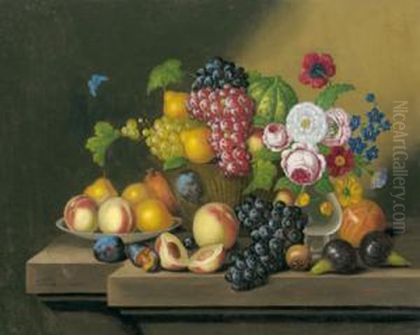 Groses Fruchtestilleben Oil Painting by Georg (Johann G.) Seitz