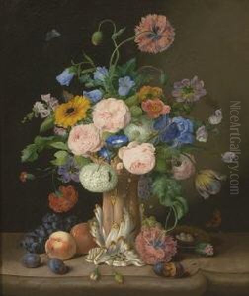 Groses Stillleben Mit Blumen In
 Porzellanvase Oil Painting by Georg (Johann G.) Seitz