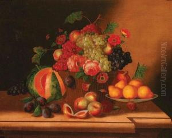 Natura Morta Con
Fiori E Frutta Oil Painting by Georg (Johann G.) Seitz