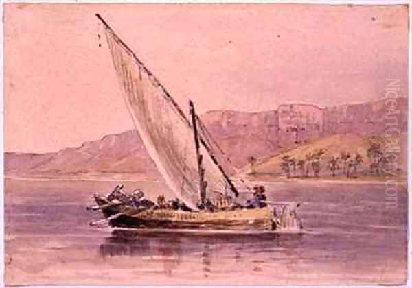 Market boat at Minya Egypt Oil Painting by Arthur Sherwood Edwards