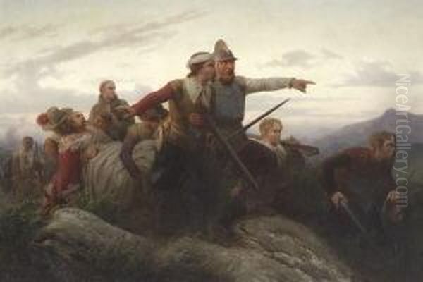 Soldaten Aus Der Zeit Des
 Dreisigjahrigen Krieges Transportieren Einen Verwundeten. Oil Painting by Christian I Sell