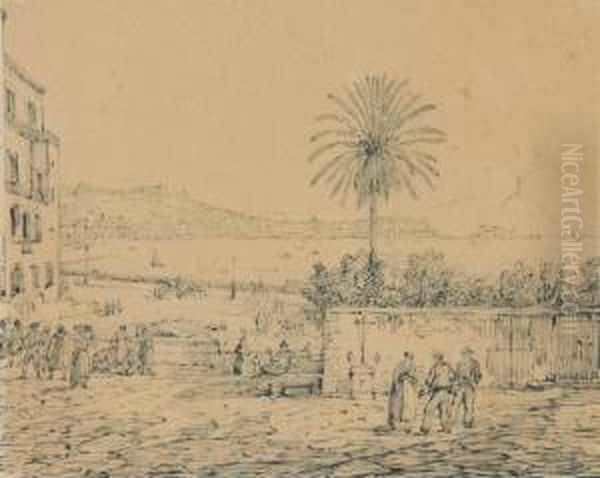 Veduta Di Napoli Dalla Strada Della Palma Oil Painting by Antonio Senape