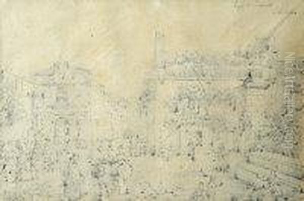 Piazza De Sorrento Oil Painting by Antonio Senape